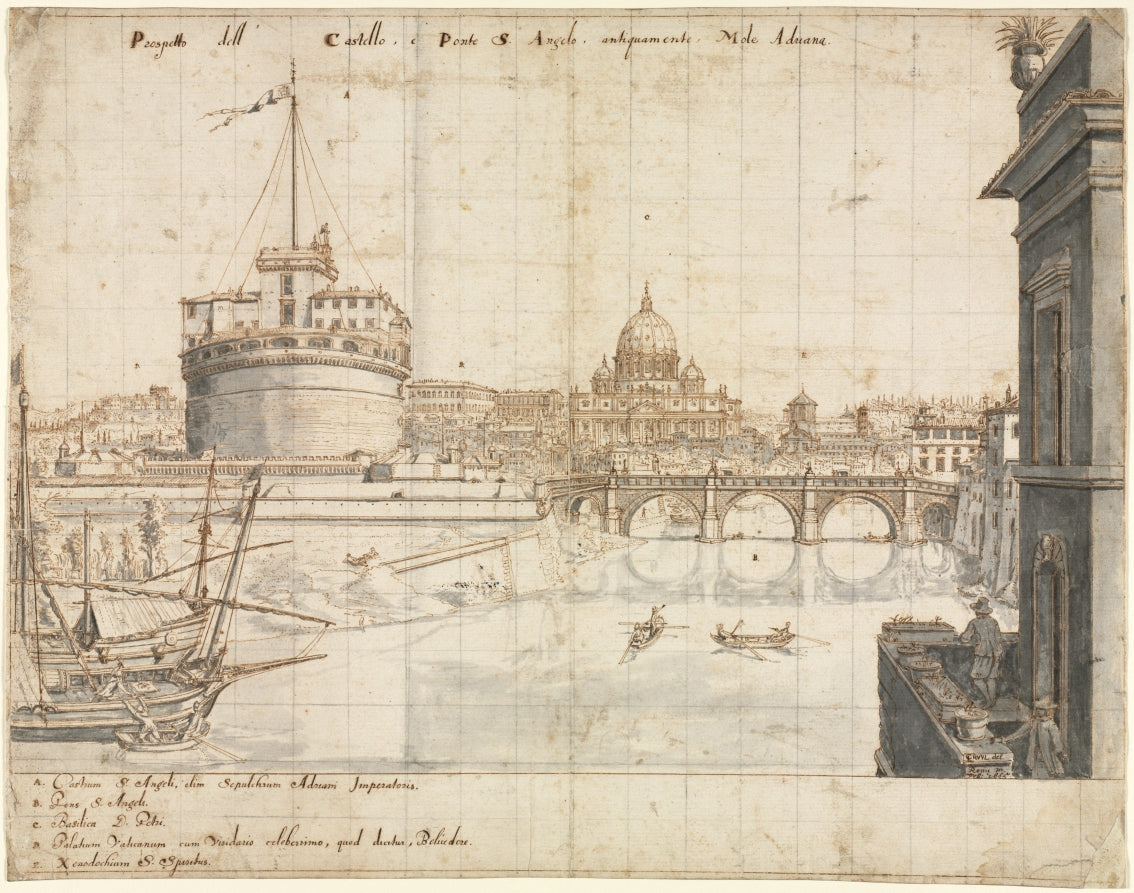 Eighteen Views of Rome The Castel Sant'Angelo by Lievin Cruyl (Flemish, c. 1640-c. 1720) - Classic Painting canvas print