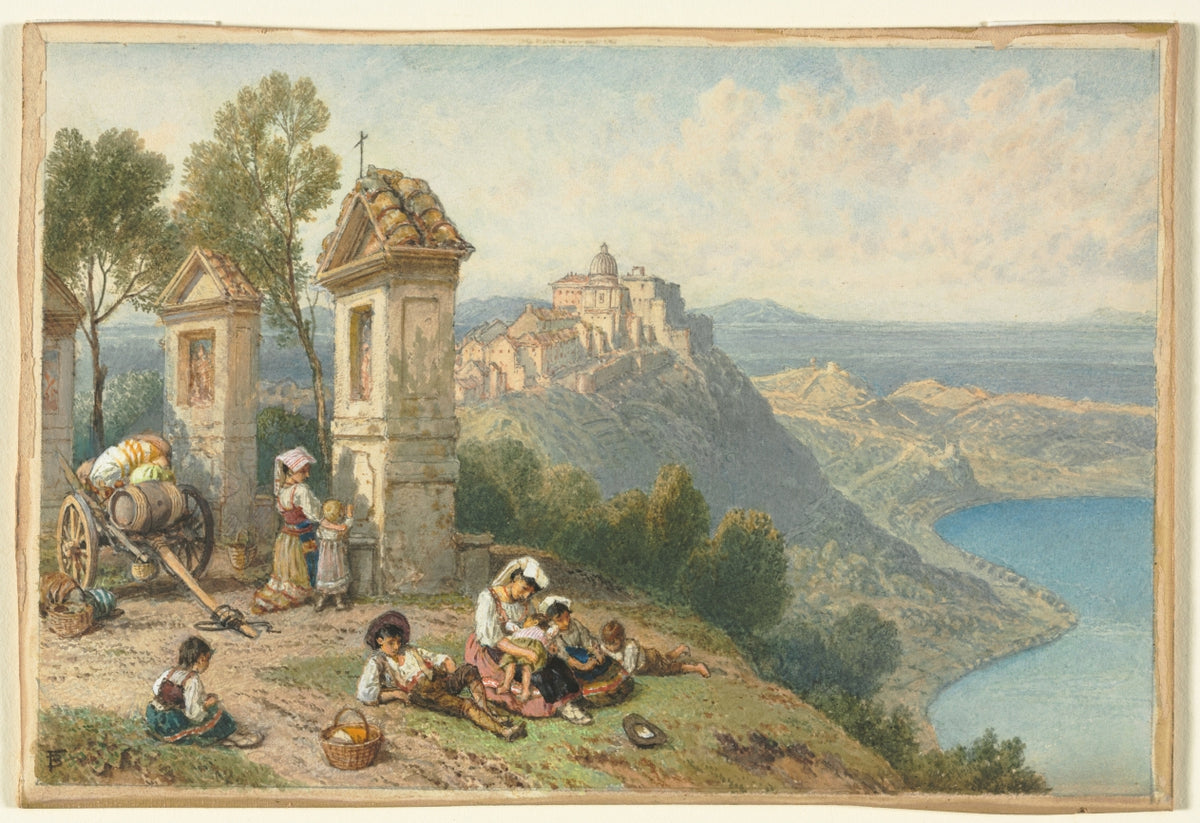 View of Castel Gandolfo by Myles Birket Foster (British, 1825–1899) - Classic Painting canvas print