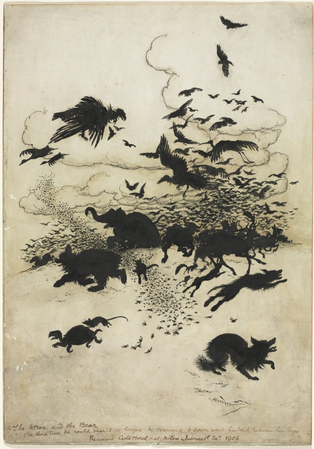 The Wren and the Bear by Arthur Rackham (British, 1867–1939) - Classic Painting canvas print
