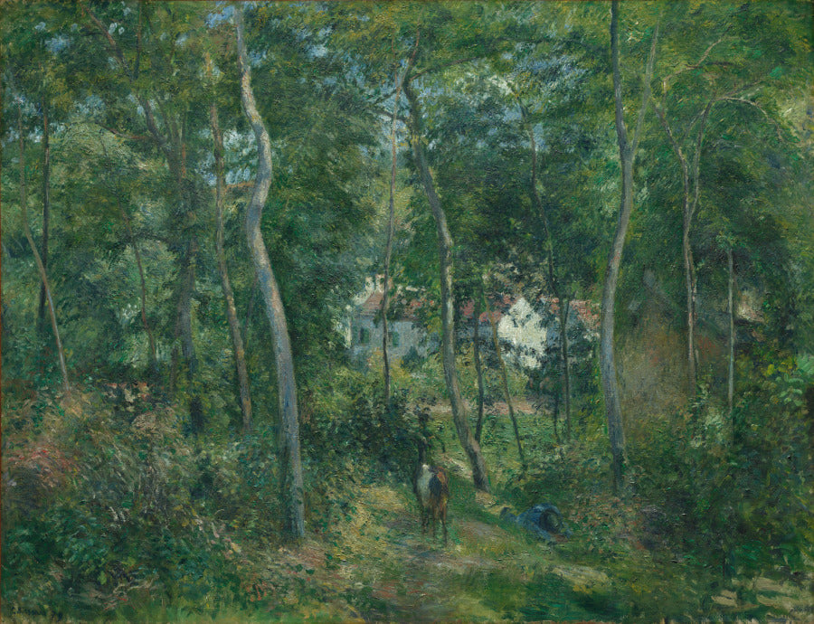 Edge of the Woods Near L'Hermitage, Pontoise by Camille Pissarro (French, 1830–1903) - Impressionist canvas print