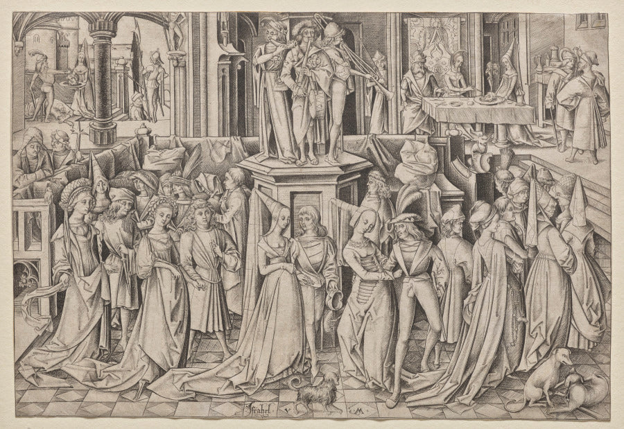 The Dance at the Court of Herod by Israhel van Meckenem (German, c. 1440–1503) - Classic Painting canvas print