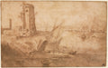 Landscape with Tower at Seashore by Filippo Napoletano (Italian, c. 1587-c. 1629) - Classic Painting canvas print
