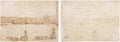 A Procession of Triumphal Cars in the Piazza San Marco, Venice, Celebrating the Visit of the Conti del Nord recto Three Sketches of Arches verso by Francesco Guardi (Italian, 1712–1793) - Classic Art canvas print