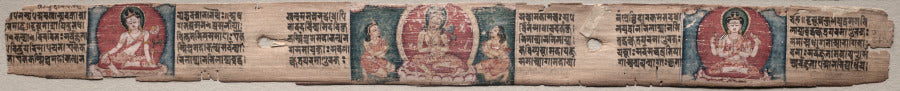 Bodhisattva Manjushri with two forms of Avalokiteshvara, folio 348 recto from a Gandavyuha-sutra Scripture of the Supreme Array by  - Classic Art canvas print