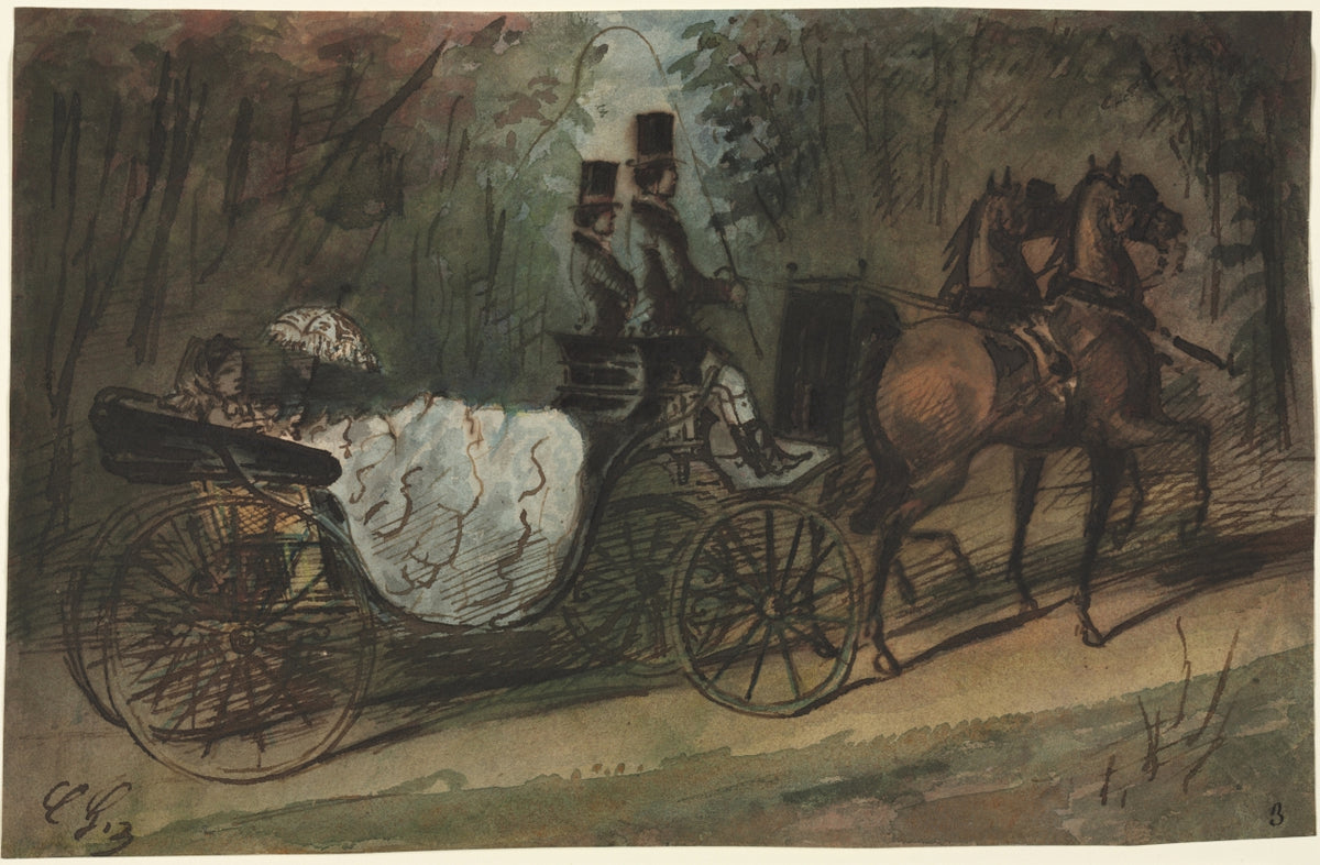 Carriage in the Bois de Boulogne by Constantin Guys (French, 1805–1892) - Classic Painting canvas print