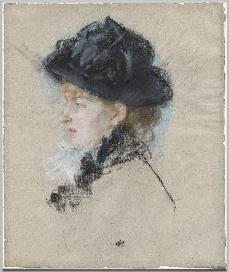 Mademoiselle Louise Riesener in a Hat by Berthe Morisot (French, 1841–1895) - Classic Art canvas print