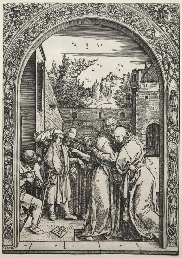 The Meeting of Joachim and Anna at the Golden Gate by Albrecht Dürer (German, 1471–1528) - Classic Painting canvas print