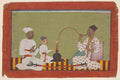 Posthumous portrait of Raja Chhatar Singh of Chamba smoking a hookah with his brother and son by  - Classic Art canvas print