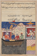 The merchant Mansur departs on a sea voyage, leaving his wife behind, from a Tuti-nama Tales of a Parrot Seventeenth Night by  - Classic Art canvas print
