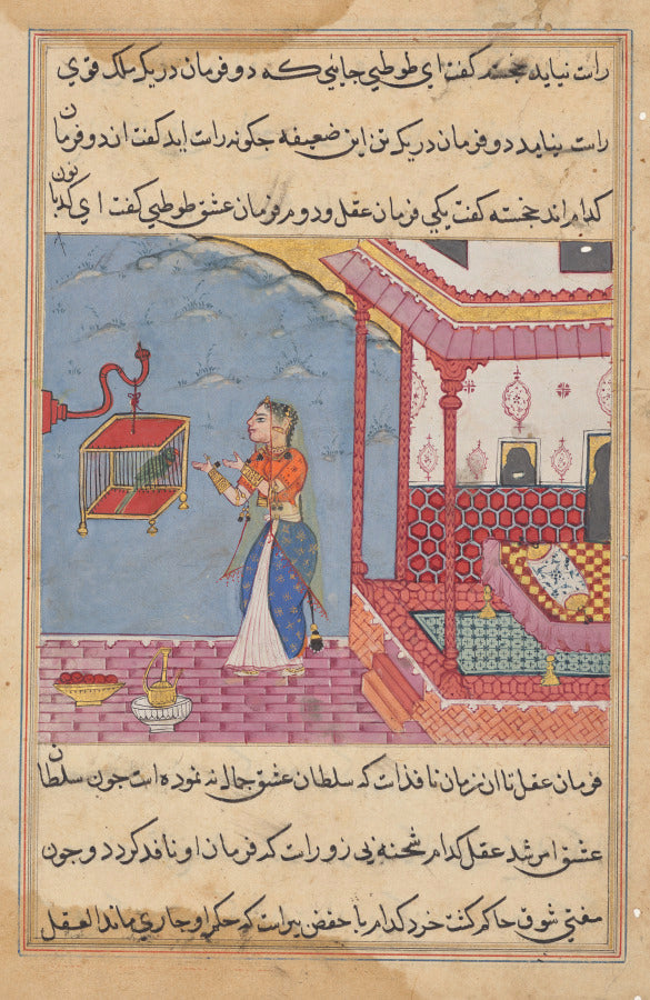 The Parrot Addresses Khujasta at the Beginning of the Twenty-Fourth Night, from a Tuti-nama Tales of a Parrot by  - Classic Art canvas print