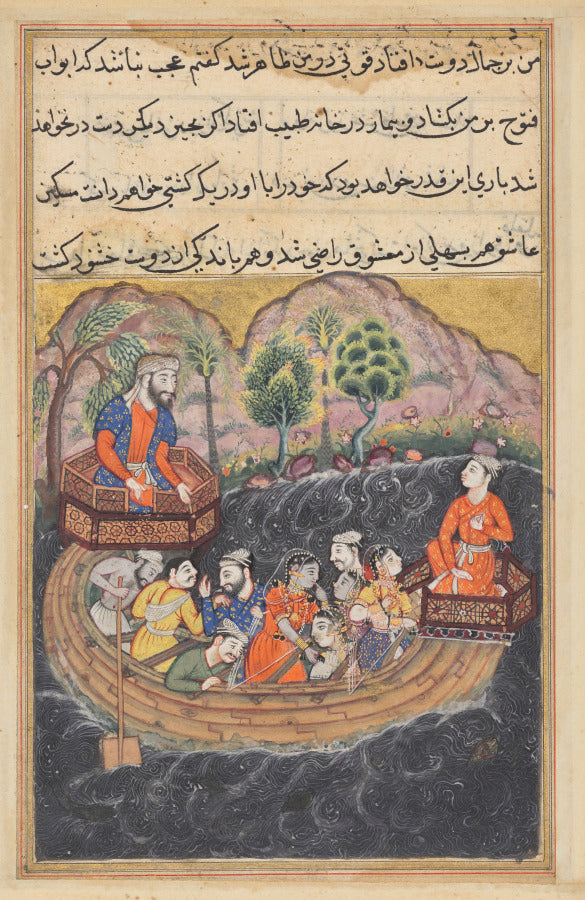 The young man of Baghdad joins the Hashimis boat as a sailor to find his slave-girl on board, from a Tuti-nama Tales of a Parrot Forty-eighth Night by  - Classic Art canvas print