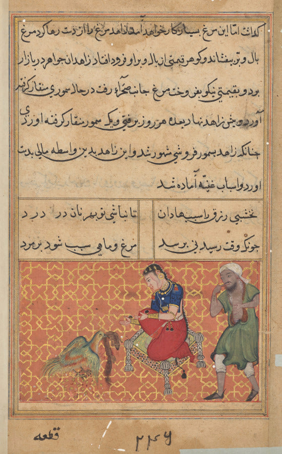 The bird of seven colors brings a sable to the pious man, from a Tuti-nama Tales of a Parrot Fifty-second Night by  - Classic Art canvas print
