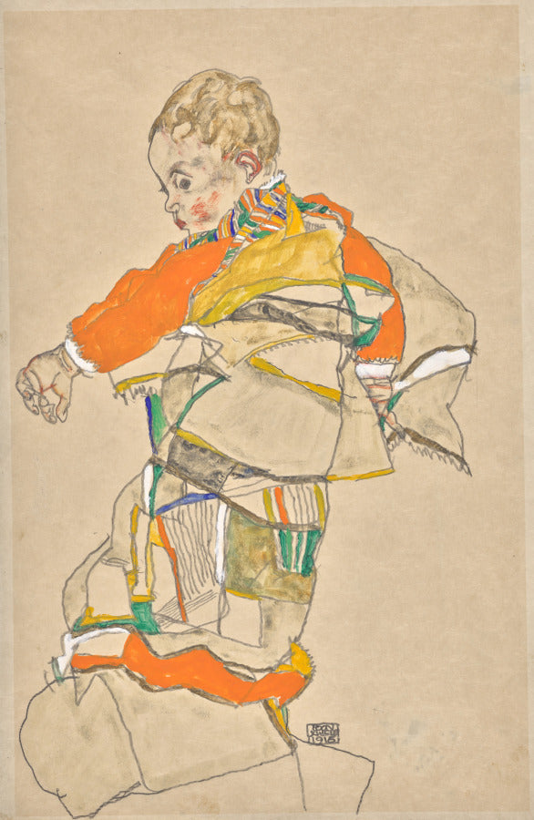 Portrait of a Child Anton Peschka Jr. by Egon Schiele (Austrian, 1890–1918) - Expressionist canvas print