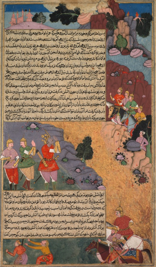 The First Adventure of the White Horse, Page from the Khan Khanan's Razm Nama Book of Wars by  - Classic Art canvas print