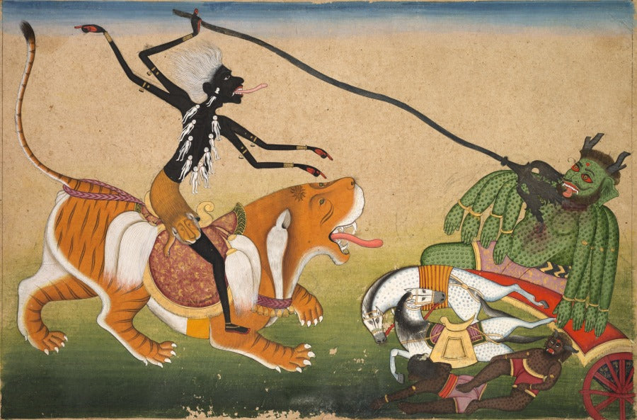 Kali attacking Nisumbha by  - Classic Art canvas print