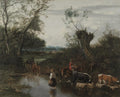 Peasants Crossing a Stream by Jan Siberechts (Flemish, 1627-c. 1703) - Classic Art canvas print