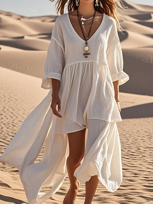 Women's cotton and linen casual dress