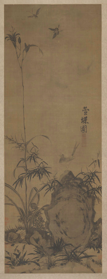 Lily and Butterflies by Liu Shanshou (Chinese, active 1300s) - Classic Art canvas print