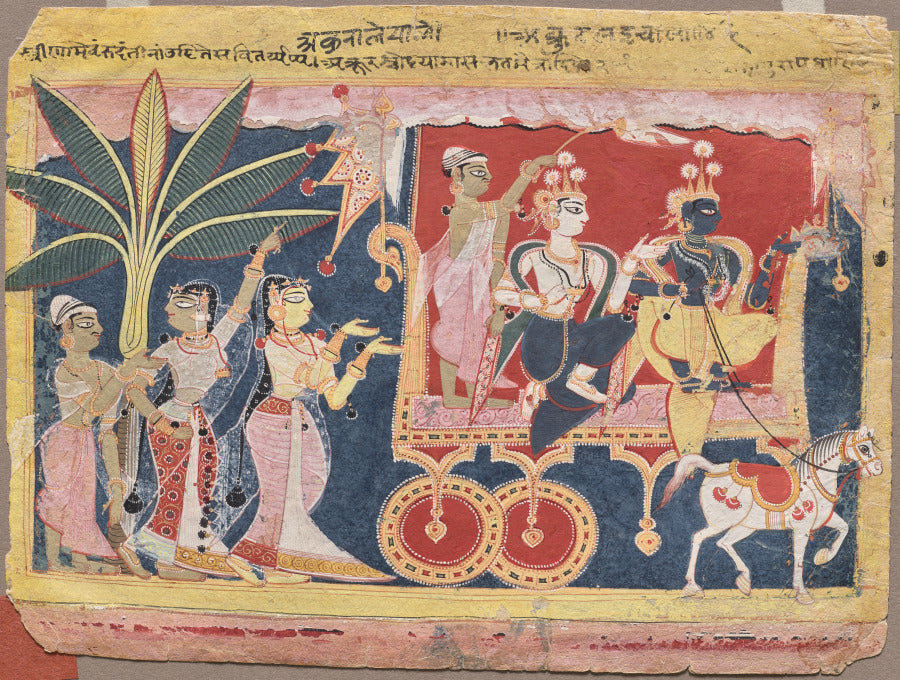 Akrura Drives Krishna and Balarama to Mathura, from the Isarda Bhagavata Purana by  - Classic Art canvas print