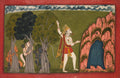 Sugriva challenges his brother Vali, King of the Forest Dwellers, to a duel, folio 10 from the Kishkindha Kanda Book of Kishkindha of a Ramayana Ramas Journey by  - Classic Art canvas print