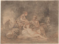 Lot and His Daughters by Antoine Pesne (French, 1683–1757) - Classic Painting canvas print