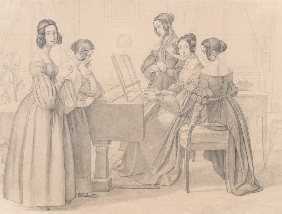 Musicale at the Prellers' by Friedrich Preller (German, 1804–1878) - Classic Painting canvas print