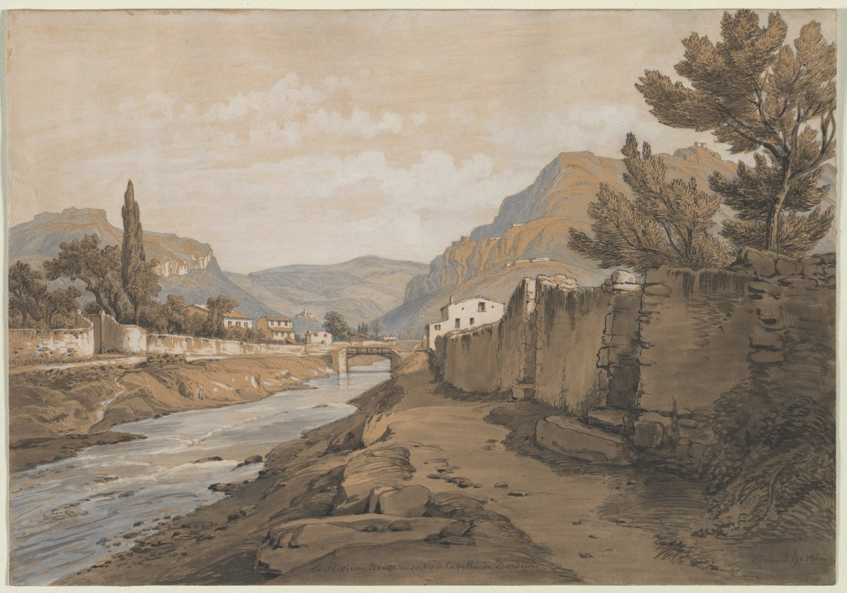 The Neuve River at the End of the Dardenne Valley by Edouard Jean Marie Hostein (French, 1804–1889) - Classic Painting canvas print