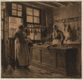 Interior of a Butcher Shop by Léon Augustin Lhermitte (French, 1844–1925) - Classic Art canvas print