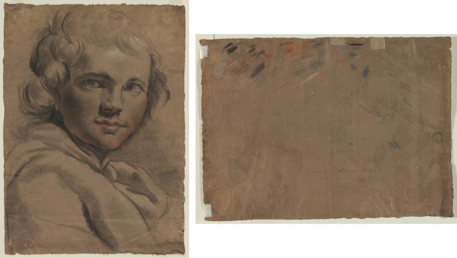 Head of a Young Man recto Sketch of a Head verso by Gaetano Gandolfi (Italian, 1734–1802) - Classic Painting canvas print