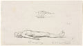 Sketch of the Dead Christ, and Detail Sketch of Loincloth by Jules Eugène Lenepveu (French, 1819–1898) - Classic Painting canvas print