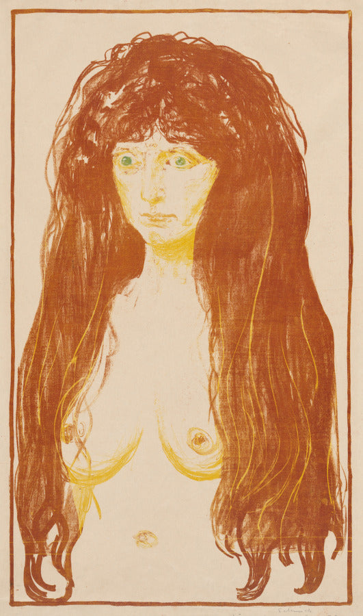Woman with Red Hair and Green Eyes The Sin by Edvard Munch (Norwegian, 1863–1944) - Expressionist canvas print