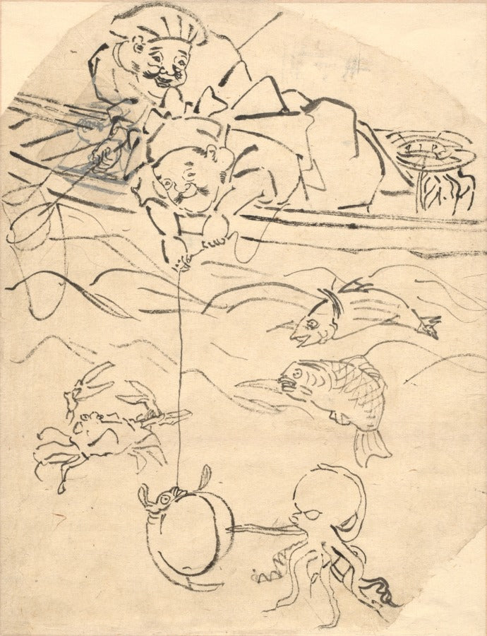 Daikoku and Ebisu, Two of the Seven Gods of Happiness by Utagawa Kuniyoshi (Japanese, 1797–1861) - Classic Painting canvas print