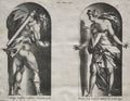 Cephalus and Procris in two Niches by René Boyvin (French, c. 1525–after 1580) - Classic Painting canvas print