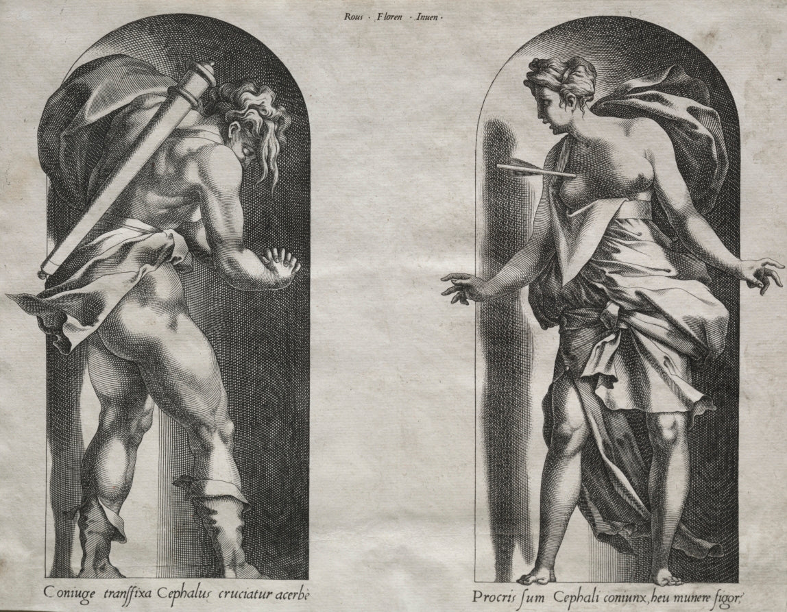 Cephalus and Procris in two Niches by René Boyvin (French, c. 1525–after 1580) - Classic Painting canvas print