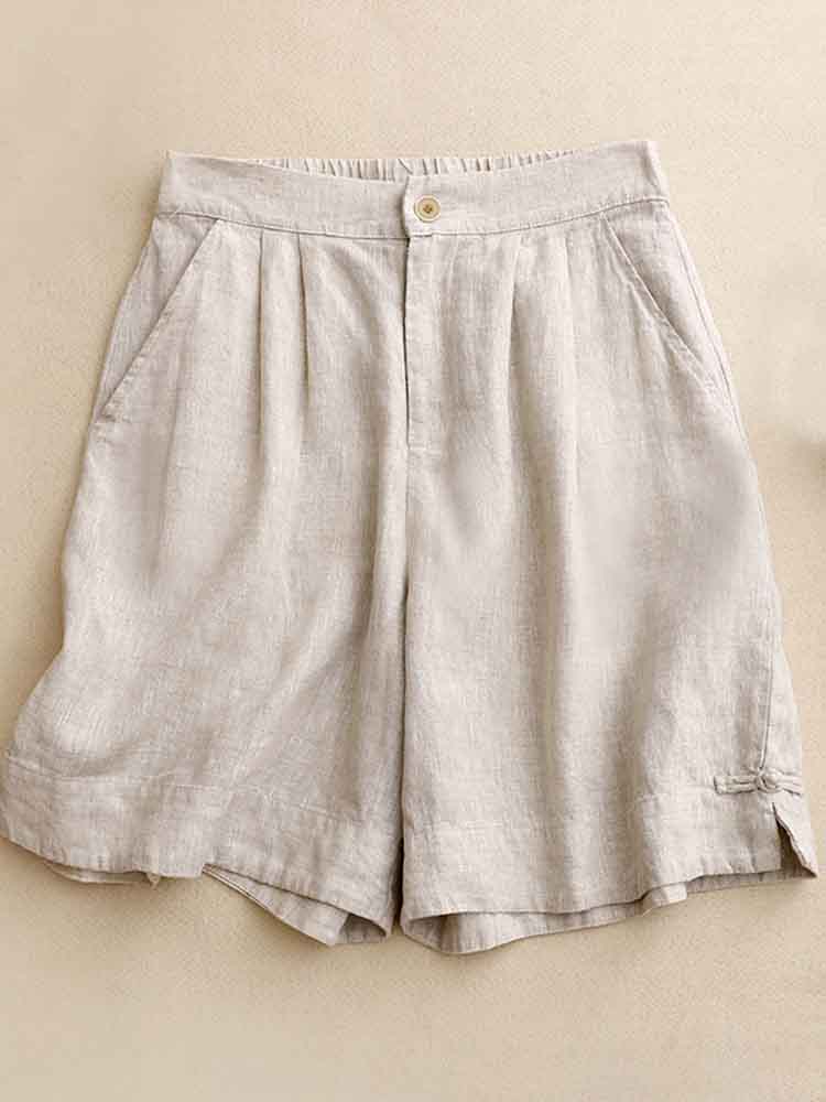 Women's Vintage Simple Linen Blend Casual Shorts
