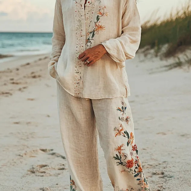 Comfort Vacation Oversized Linen Long Sleeve Set
