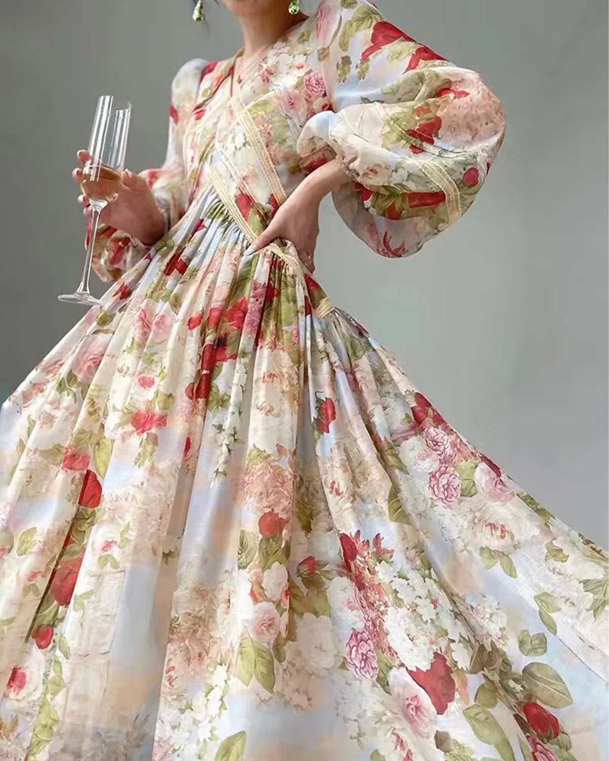 Floral Print V Neck Sundress