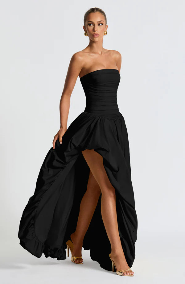 Elena Strapless Maxi Dress – Elegant Formal Gown with Front Split