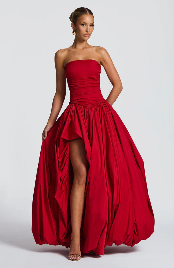 Elena Strapless Maxi Dress – Elegant Formal Gown with Front Split