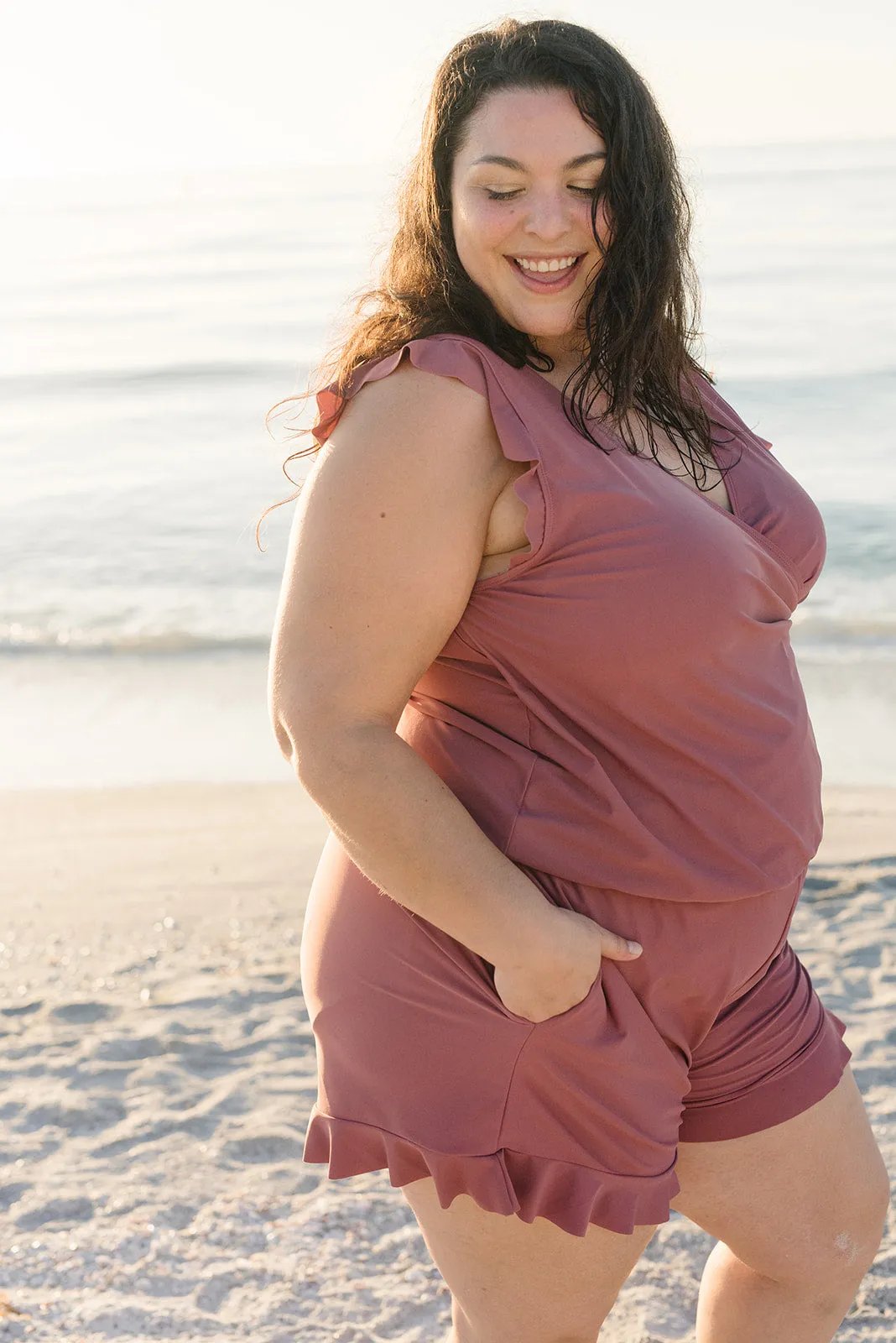 Swim Romper Built-in Bra& Detachable Bra Cup