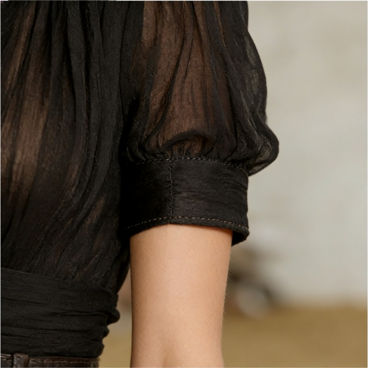 Vintage Black Sheer Maxi Dress with High Slit