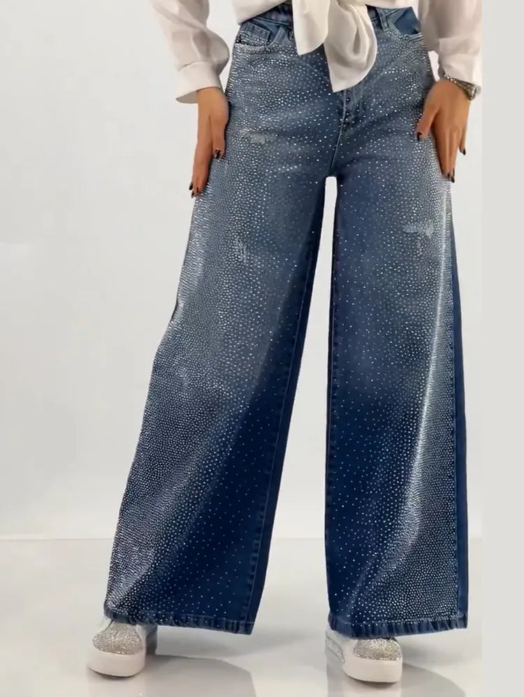Rhinestone Washed Jeans