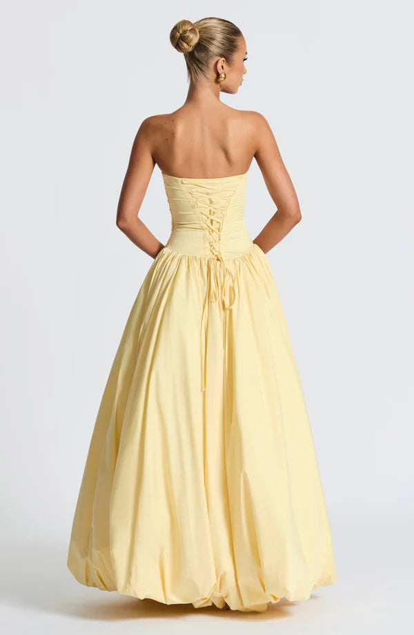 Elena Strapless Maxi Dress – Elegant Formal Gown with Front Split