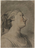 Head of a Female Figure in Profile, Turned to the Right by Hughes Taraval (French, 1729–1785) - Classic Painting canvas print
