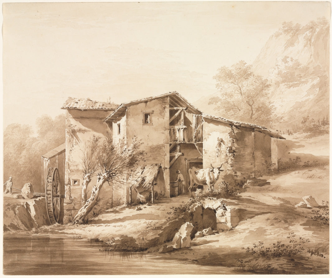 Landscape with Watermill by Jean Jacques de Boissieu (French, 1736–1810) - Classic Painting canvas print