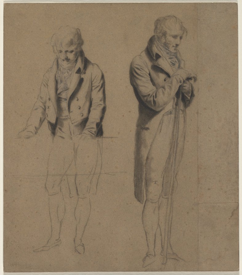 Two Standing Figures Study for A Game of Billiards by Louis Léopold Boilly (French, 1761–1845) - Classic Painting canvas print