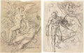Orpheus and Eurydice recto Figure Studies verso by Jean-Honoré Fragonard (French, 1732–1806) - Classic Painting canvas print