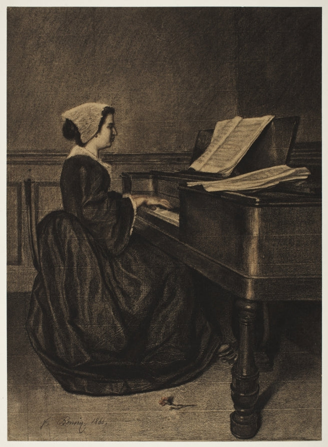 Woman at the Spinet by François Bonvin (French, 1817–1887) - Classic Painting canvas print