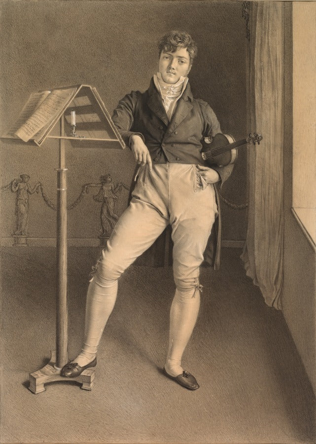 Portrait of Violinist Jean Vidal 17891867 by Adrien Victor Auger (French, 1787–1854) - Classic Art canvas print