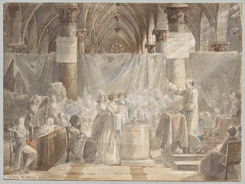 A Christening in Revolutionary France by Jean-Baptiste Mallet (French, 1759–1835) - Classic Painting canvas print